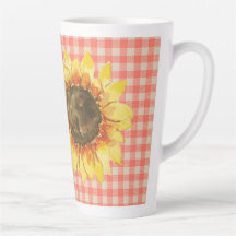 Zonnebloem op de Mok van Gingham Latte
