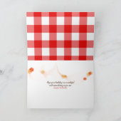 zonnebloem op de rode en witte biefstuk kaart (Binnen)