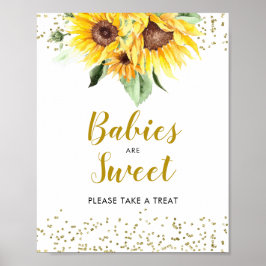 Zonnebloem op de weg Baby shower Baby's zijn Zoet Poster