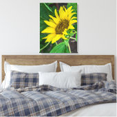 Zonnebloem op dicht canvas print (Insitu (Slaapkamer))