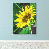 Zonnebloem op dicht canvas print (Insitu (Houten vloer))