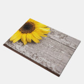 Zonnebloem op een Woodentafel Deurmat (Schuin)