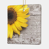 Zonnebloem op een Woodentafel Keramisch Ornament (Links)