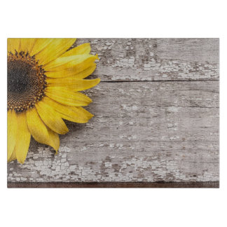 Zonnebloem op een Woodentafel Snijplank