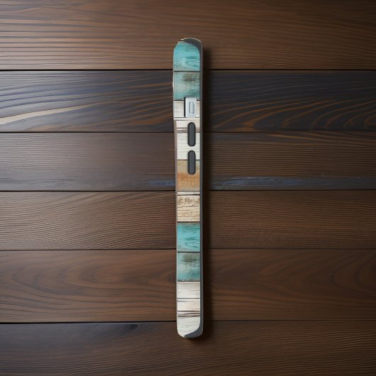 Zonnebloem op Faux Green Verweerde Houten Initiale iPhone 15 Case