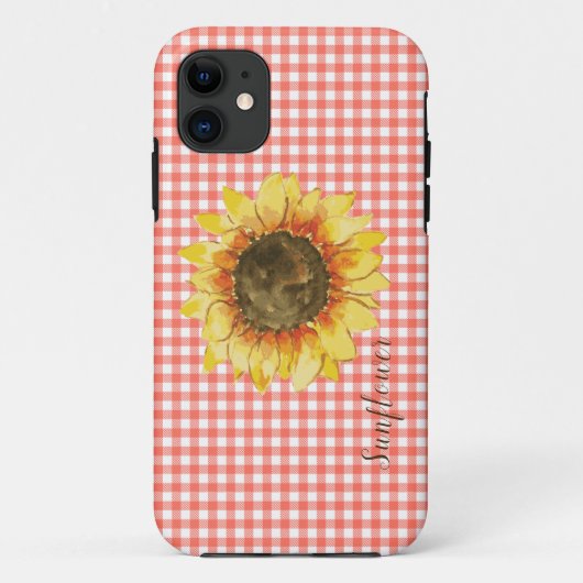 Zonnebloem op Gingham Case-Mate iPhone Case (Achterkant)