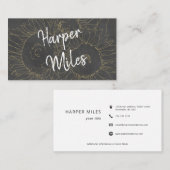 Zonnebloem op grijs handgeschreven lettertype en s visitekaartje (Voorkant / Achterkant)