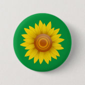 Zonnebloem op groen ronde button 5,7 cm (Voorkant)