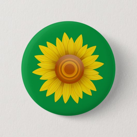 Zonnebloem op groen ronde button 5,7 cm (Voorkant)