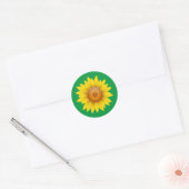 Zonnebloem op groen ronde sticker (Envelop)