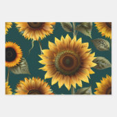 Zonnebloem op Groene achtergrond Inpakpapier Vel (Voorkant 3)