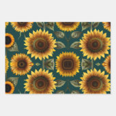 Zonnebloem op Groene achtergrond Inpakpapier Vel (Voorkant 2)
