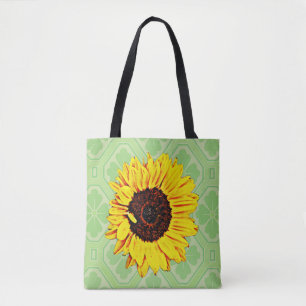 Zonnebloem op groene Canvas tas Alle