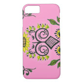 Zonnebloem op het roze folkpatroon van Alexandra C Case-Mate iPhone Case (Achterkant)