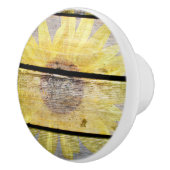 Zonnebloem op hout keramische knop (Rechts)