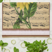 zonnebloem op muziek theedoek (Gevouwen)