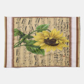zonnebloem op muziek theedoek (Horizontaal)