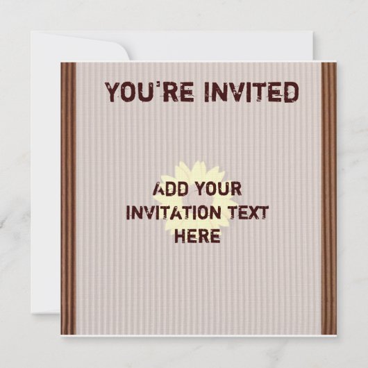 Zonnebloem op "Nep Textuurpapier" Uitnodiging (Achterkant)