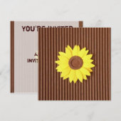 Zonnebloem op "Nep Textuurpapier" Uitnodiging (Voorkant / Achterkant)