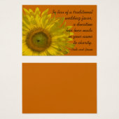 Zonnebloem op Oranje bruiloft Charity Favor Kaart (Voorkant /achterkant)