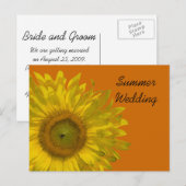 Zonnebloem op Oranje zomerbruiloft Aankondigingskaart (Voorkant / Achterkant)