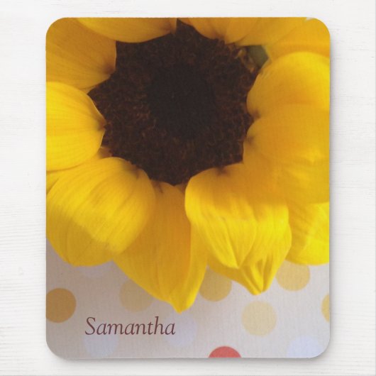 Zonnebloem op Polka Dots Mousepad Muismat (Voorkant)