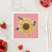 zonnebloem op rode en witte gingham servet (Insitu)