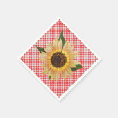 zonnebloem op rode en witte gingham servet (Hoek)