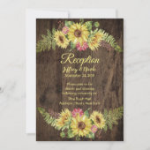 Zonnebloem op Rustic Wood Country Weddenschap Kaart (Voorkant)