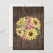 Zonnebloem op Rustic Wood Country Weddenschap Kaart (Achterkant)