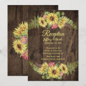 Zonnebloem op Rustic Wood Country Weddenschap Kaart (Voorkant / Achterkant)