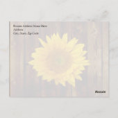 Zonnebloem op  schuur Hout Land Briefkaart (Achterkant)