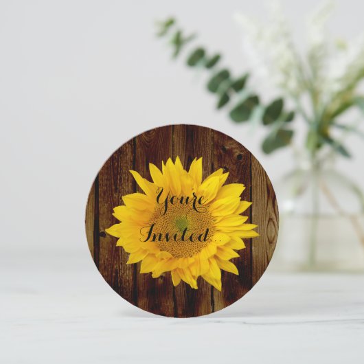 Zonnebloem op  schuur Hout Land Kaart (Staand voorkant)