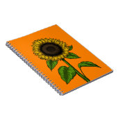 Zonnebloem op sinaasappel notitieboek (Rechterzijde)