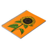 Zonnebloem op sinaasappel notitieboek (Linkerzijde)