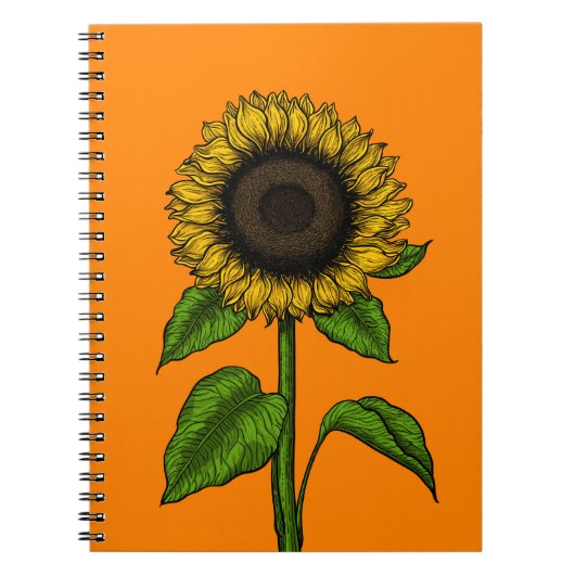 Zonnebloem op sinaasappel notitieboek (Voorkant)
