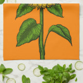 Zonnebloem op sinaasappel theedoek (Gevouwen)