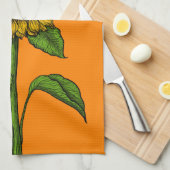 Zonnebloem op sinaasappel theedoek (Quarter Fold)