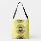 Zonnebloem op Solid Monogram Naam Crossbody Tas (Achterkant)