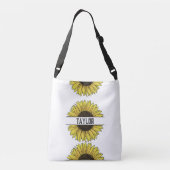Zonnebloem op Solid Monogram Naam Crossbody Tas (Achterkant)