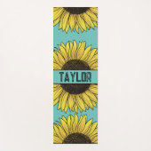Zonnebloem op Solid Monogram Naam Yogamat (Voorkant)