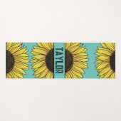 Zonnebloem op Solid Monogram Naam Yogamat (Voorkant (horizontaal))