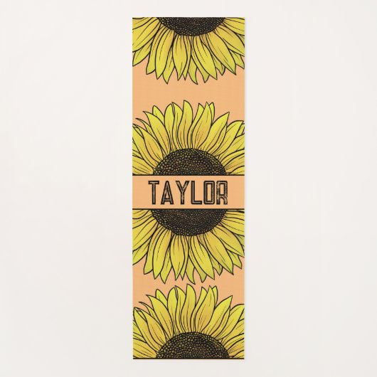 Zonnebloem op Solid Monogram Naam Yogamat (Voorkant)