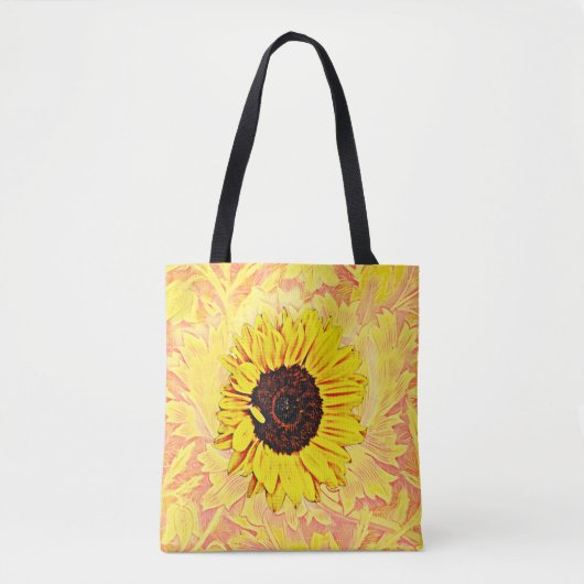 Zonnebloem op  Stijl Gele Canvas tas (Voorkant)