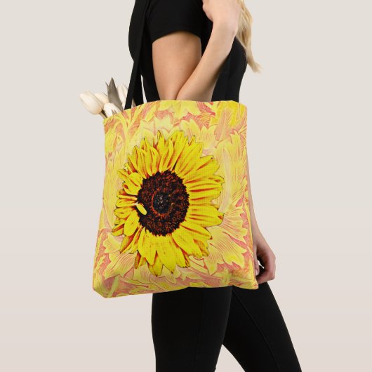 Zonnebloem op  Stijl Gele Canvas tas (Dichtbij)