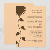 Zonnebloem op uitnodiging voor peach Wedding (Voorkant / Achterkant)