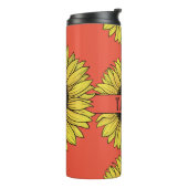 Zonnebloem op vaste achtergrond monogram naam thermosbeker (Gedraaid links)