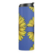 Zonnebloem op vaste achtergrond monogram naam thermosbeker (Gedraaid links)