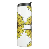 Zonnebloem op vaste achtergrond monogram naam thermosbeker (Gedraaid links)