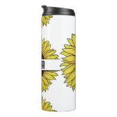 Zonnebloem op vaste achtergrond monogram naam thermosbeker (Geroteerd rechts)